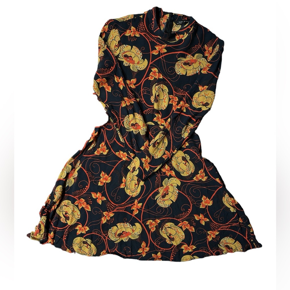 Zara Floral Printed Flounce Dress XS - Picture 2 of 6